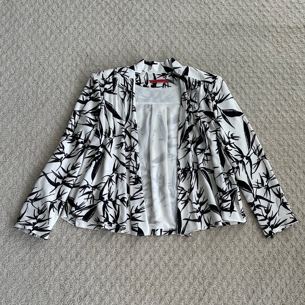 Alice + Olivia Open Jacket Blazer Black/White XS Office Cocktail Party Classic